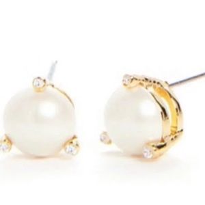 $59 Kate Spade rise & shine faux pearl stud earrings large cream 0.43”